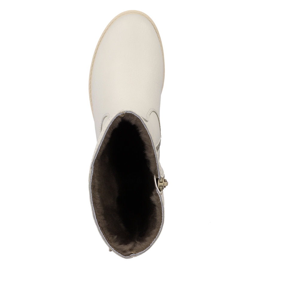 Remonte Leather Women's Mid Height D0W76 Mid-Height Boots - White aLBFHOoV