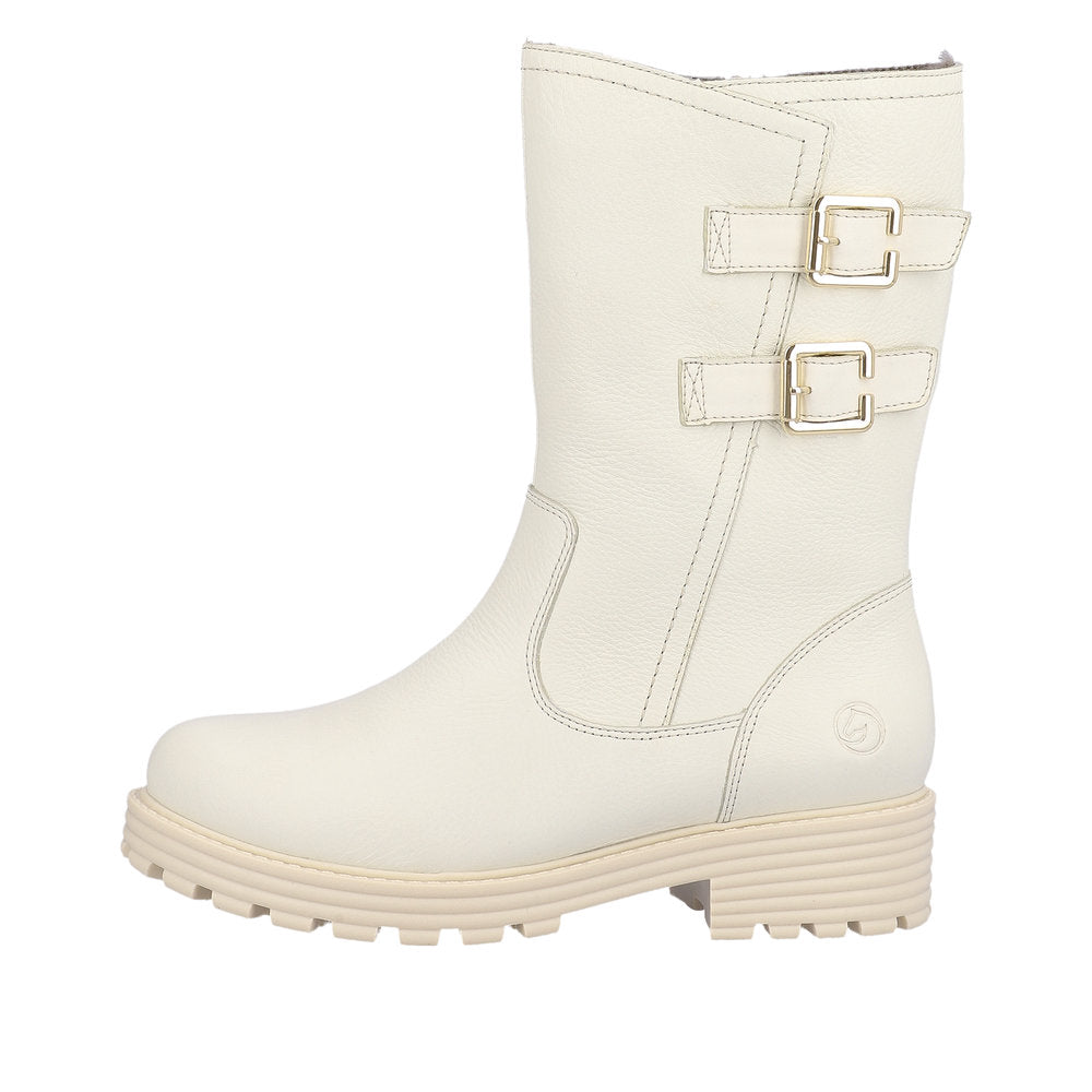 Remonte Leather Women's Mid Height D0W76 Mid-Height Boots - White aLBFHOoV