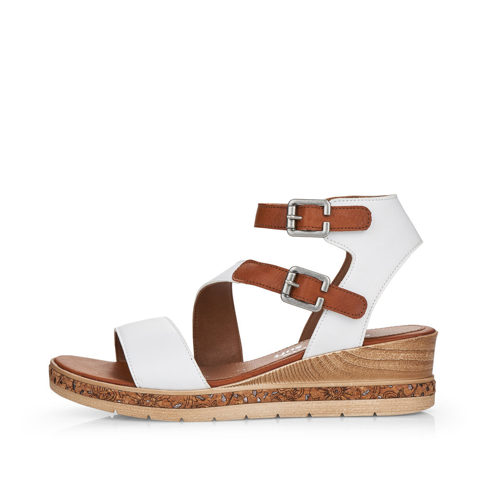 Remonte Women's Style D3052 Casual Sandal - White Combination EQ63DmDP