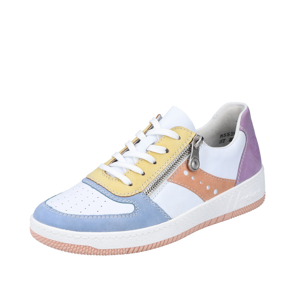 Rieker Women's Style M5520 Athletic Lace-Up With Zip - White Combination