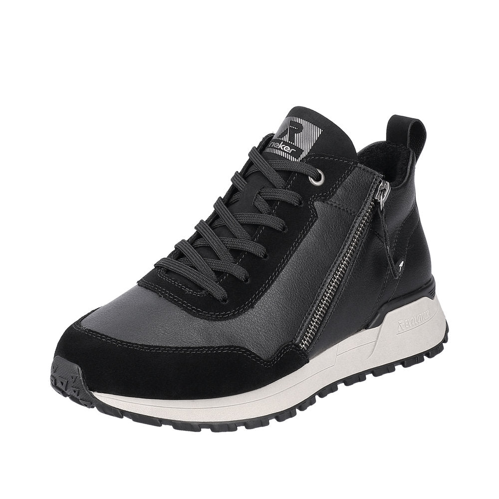 Rieker Evolution Suede Leather Women's Mid Height W0661 Mid-Height Boots - Black