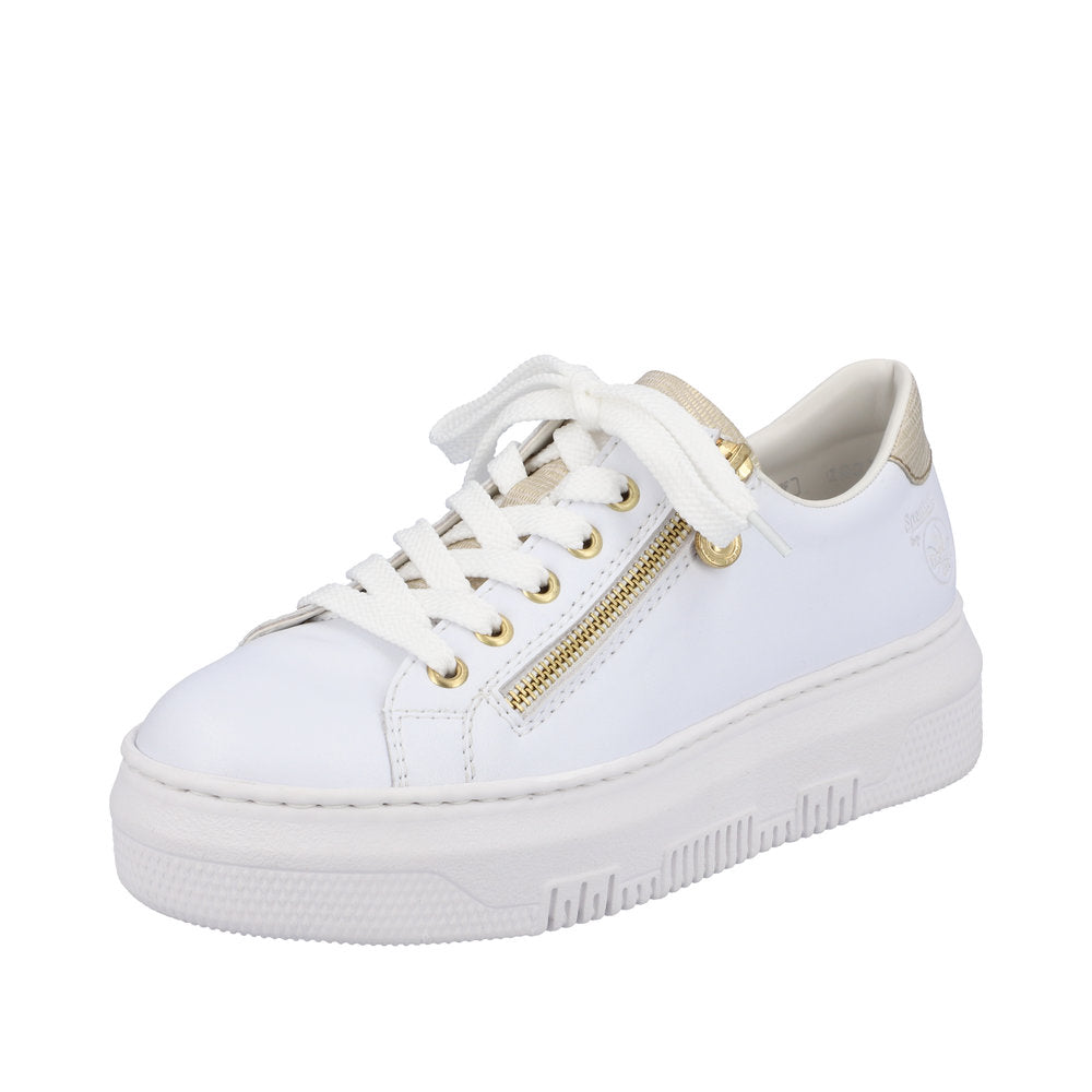 Rieker Women's Style M1921 Athletic Lace-Up With Zip - White