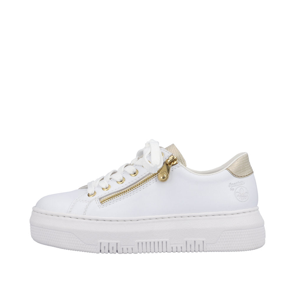 Rieker Women's Style M1921 Athletic Lace-Up With Zip - White fGIMKpsR