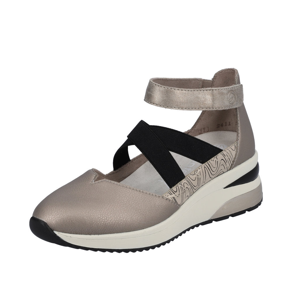 Remonte Women's Style D2411 Athletic Ballerina With Strap - Metallic