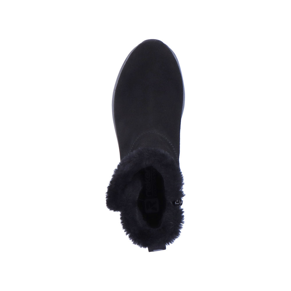 Rieker Evolution Suede Leather Women's Short 42170 Ankle Boots - Black 5ptIF7yd