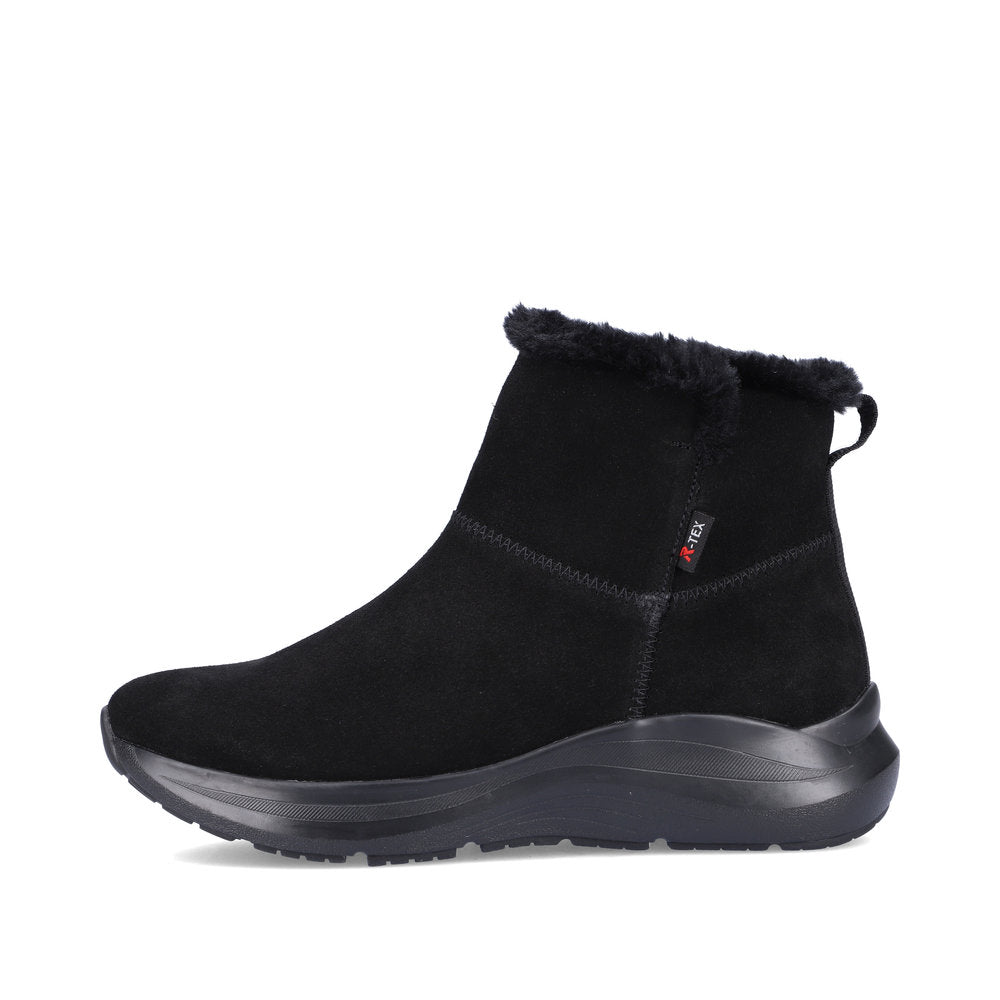 Rieker Evolution Suede Leather Women's Short 42170 Ankle Boots - Black 5ptIF7yd