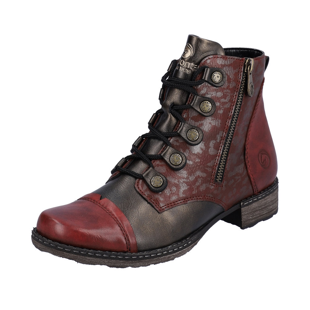 Remonte Synthetic Material Women's Mid Height D4391 Mid-Height Boots - Red Combination