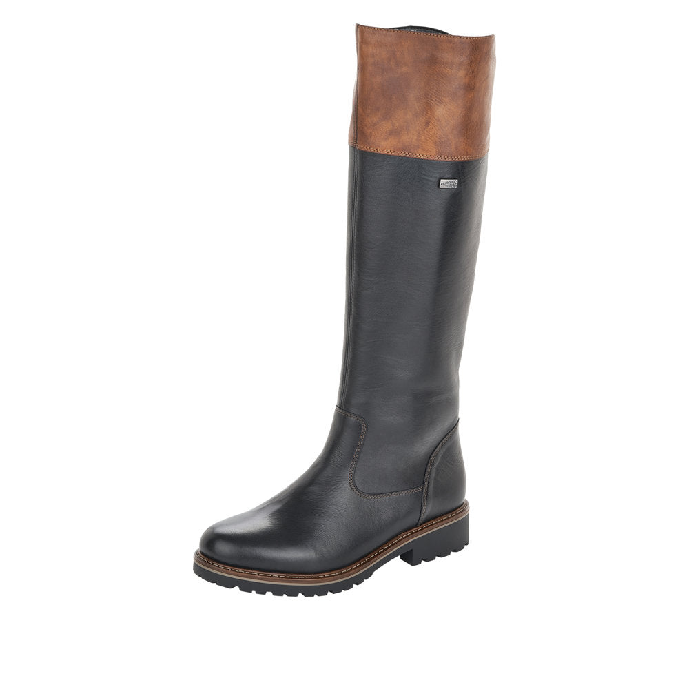 Remonte Leather Women's' Tall R6581 Tall Boots - Black Combination