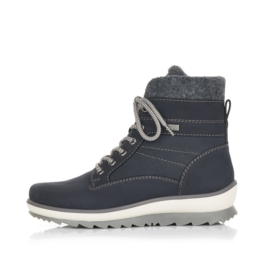 Remonte Suede Leather Women's Short R8477 Ankle Boots - Blue Combination 4qyedCV3