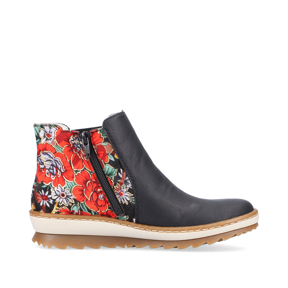 Rieker Synthetic Leather Women's Short Z8689 Ankle Boots - Black Combination NLipE4lN