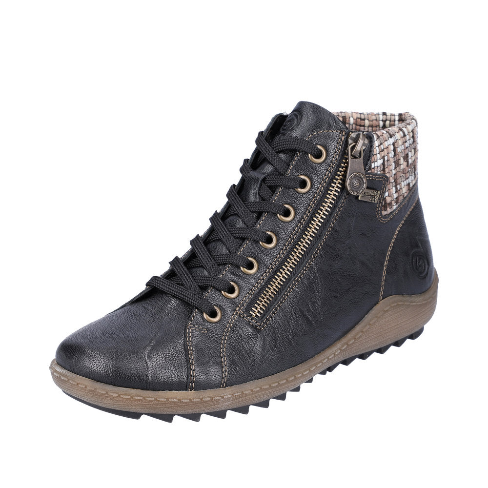 Remonte Leather Women's Short R1485 Ankle Boots - Black Combination