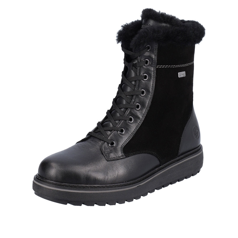 Remonte Suede Leather Women's Mid Height D0U76 Mid-Height Boots - Black