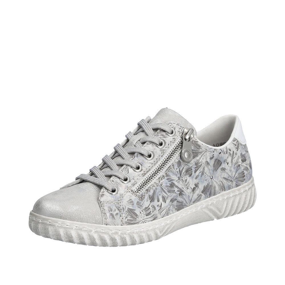 Rieker Women's Style N0900 Athletic Lace-Up With Zip - Silver\/Platinum