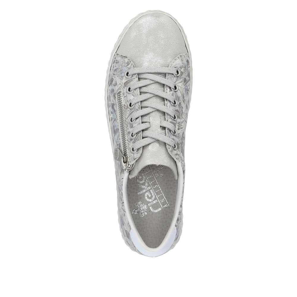 Rieker Women's Style N0900 Athletic Lace-Up With Zip - Silver\/Platinum OSTGaQWE