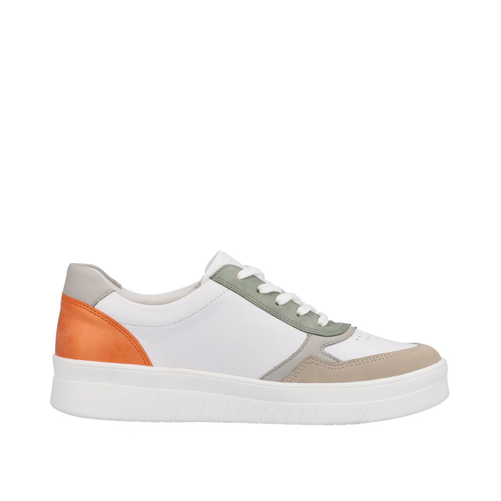 Remonte Women's Style D0J01 Athletic Lace-Up With Zip - White / Green l3asChSs