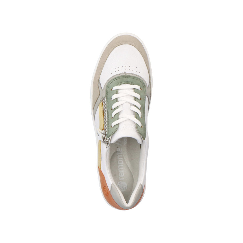 Remonte Women's Style D0J01 Athletic Lace-Up With Zip - White / Green l3asChSs