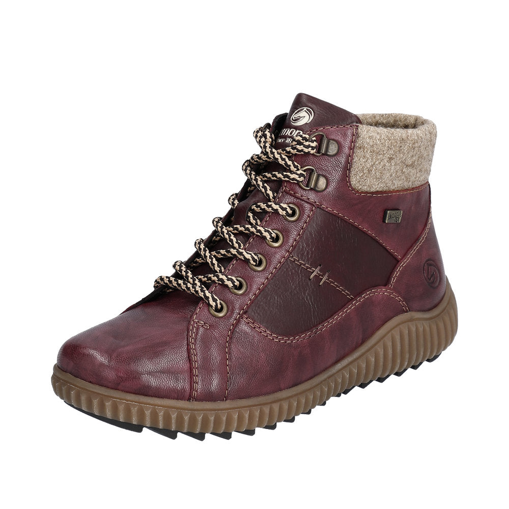 Remonte Leather Women's Mid Height R8276-01 Mid-Height Boots - Red Combination