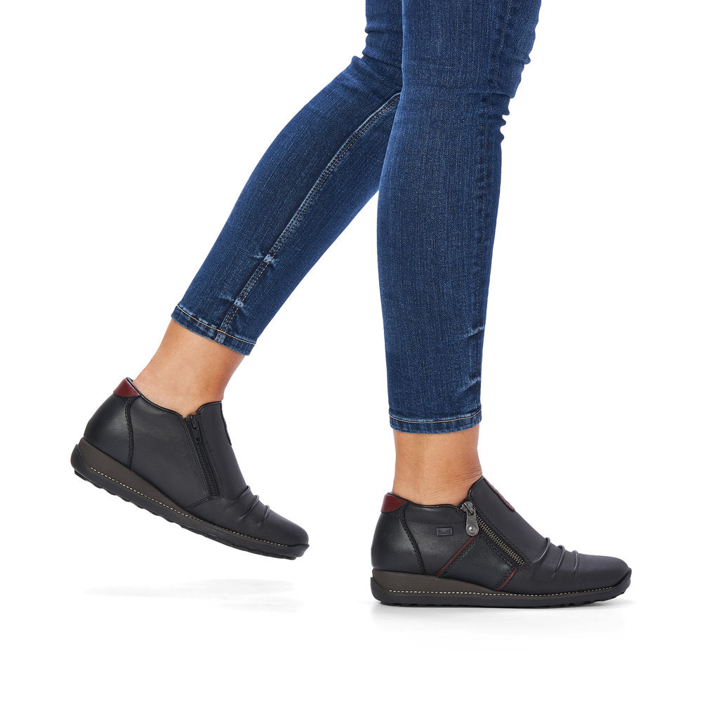 Rieker Leather Women's Short 44266 Ankle Boots - Black OjXgoJdA