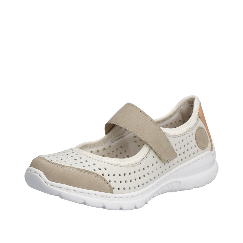 Rieker Women's Style L32B5 Casual Ballerina With Strap - White Combination
