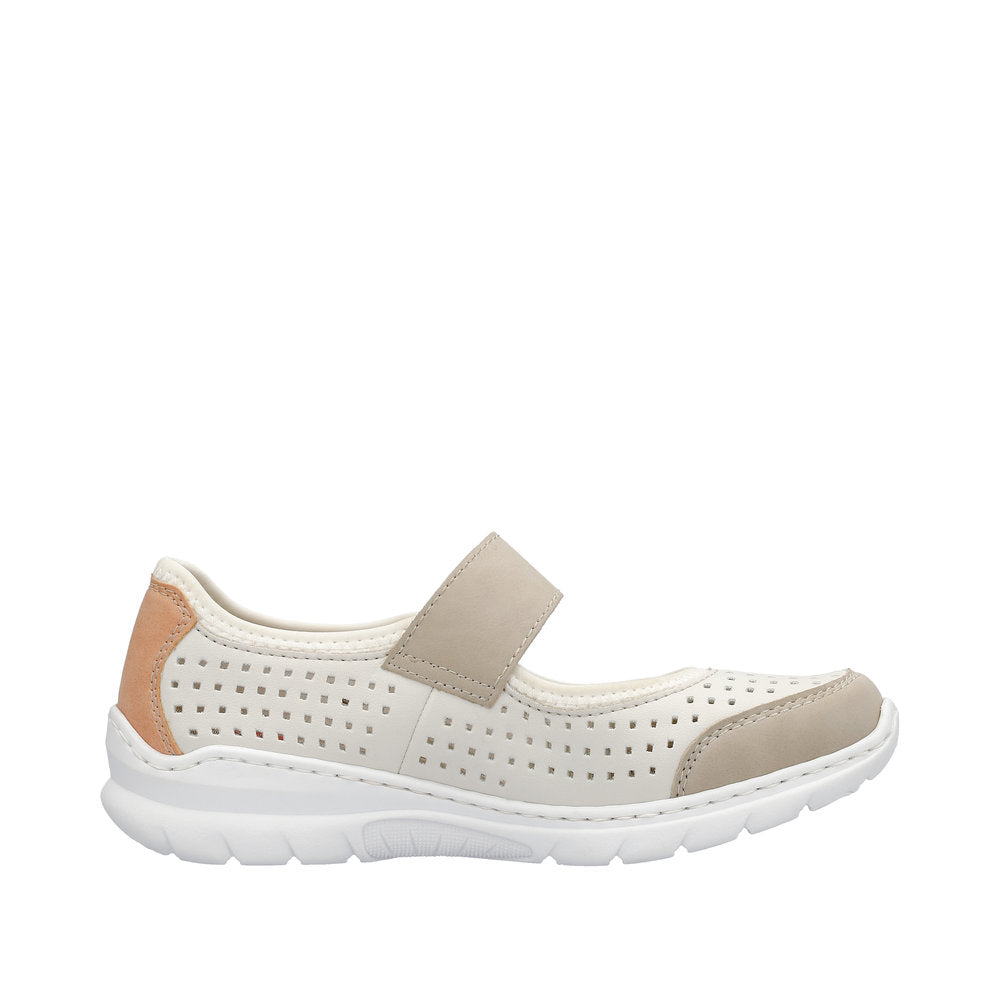 Rieker Women's Style L32B5 Casual Ballerina With Strap - White Combination IWbgIUGI