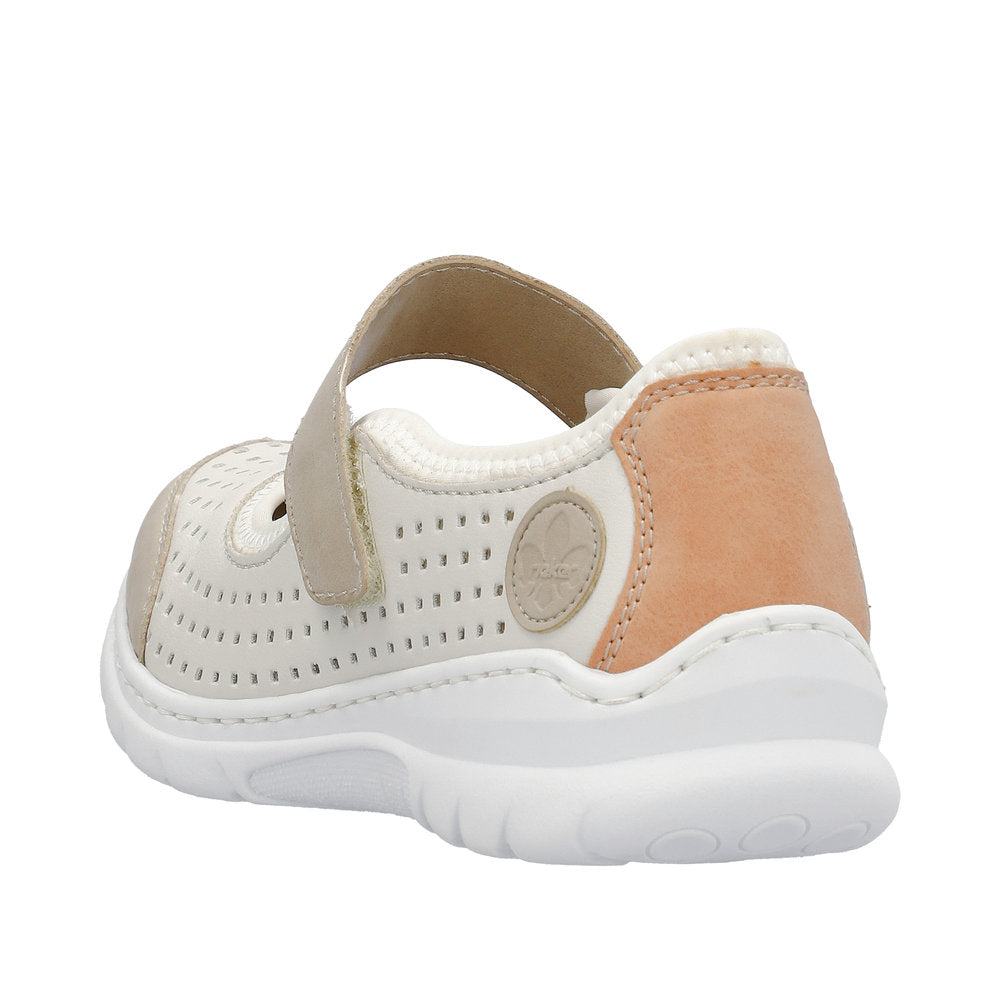 Rieker Women's Style L32B5 Casual Ballerina With Strap - White Combination IWbgIUGI