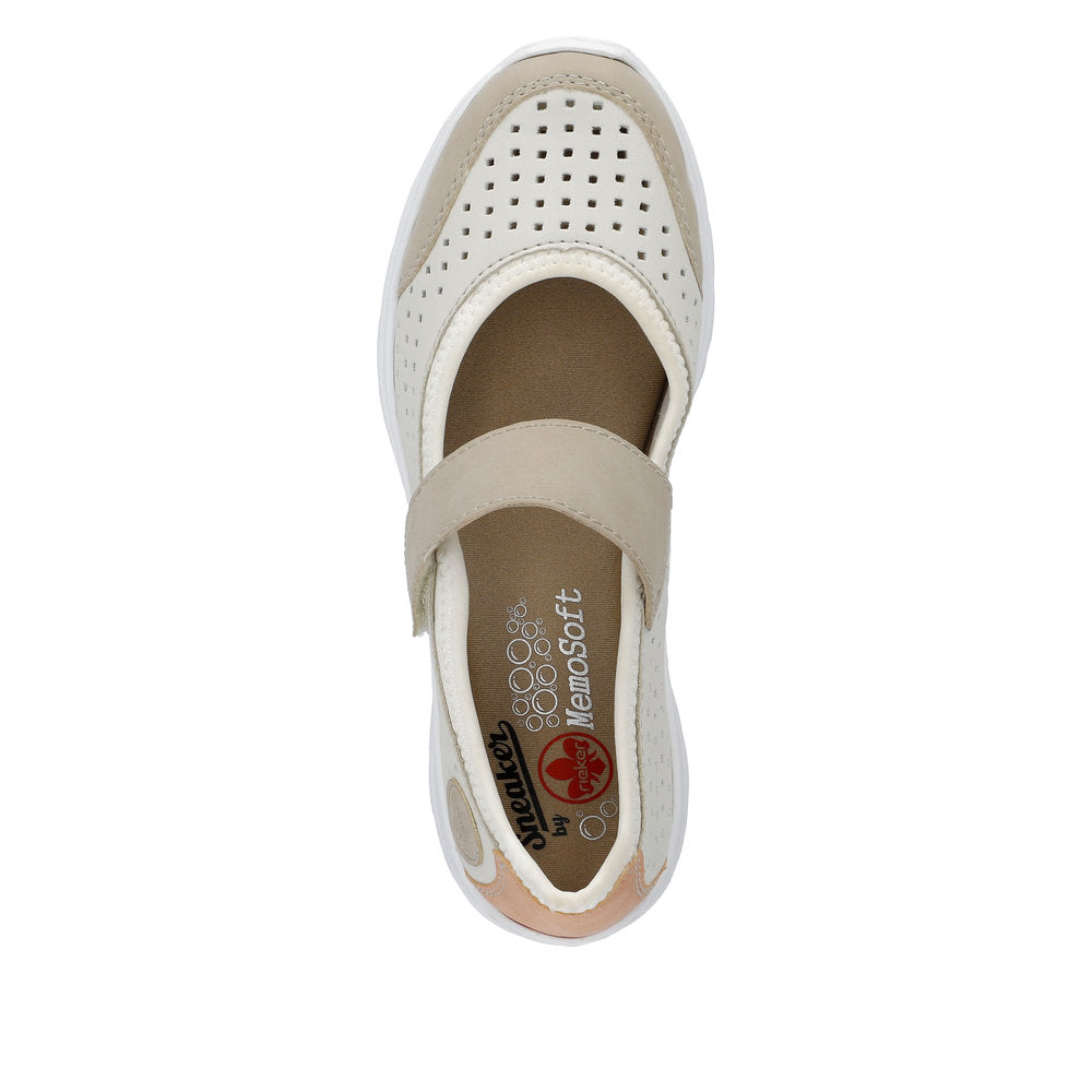 Rieker Women's Style L32B5 Casual Ballerina With Strap - White Combination IWbgIUGI