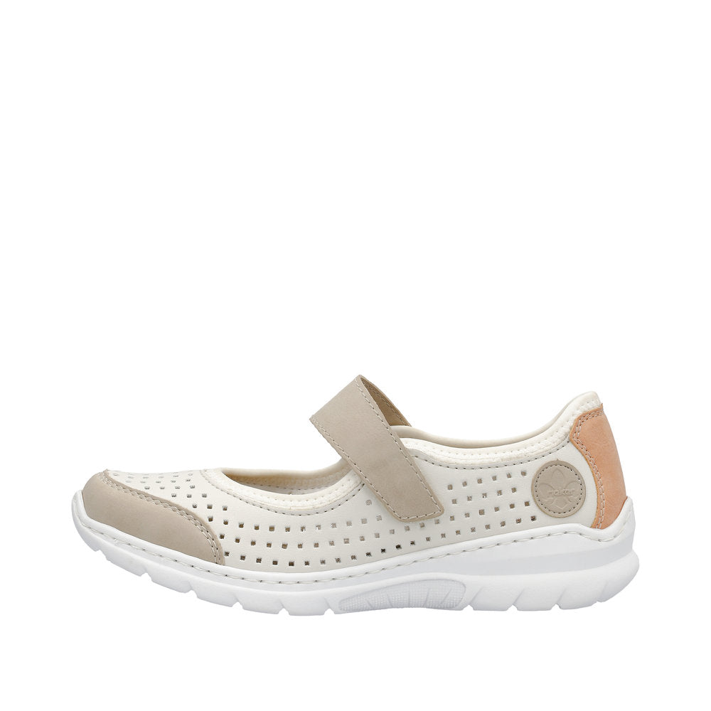 Rieker Women's Style L32B5 Casual Ballerina With Strap - White Combination IWbgIUGI