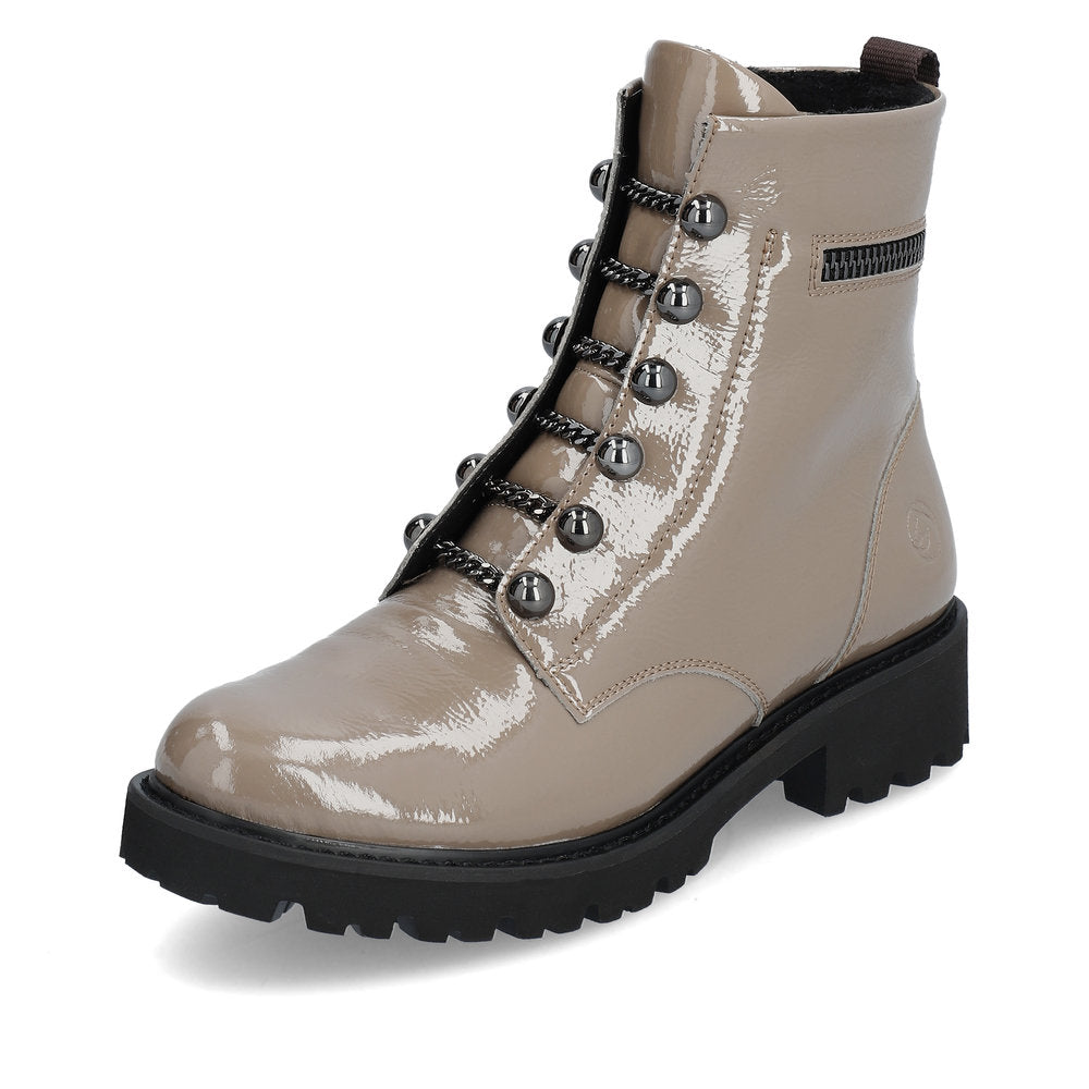 Remonte Patent Leather Women's Short D8670 Ankle Boots - Brown