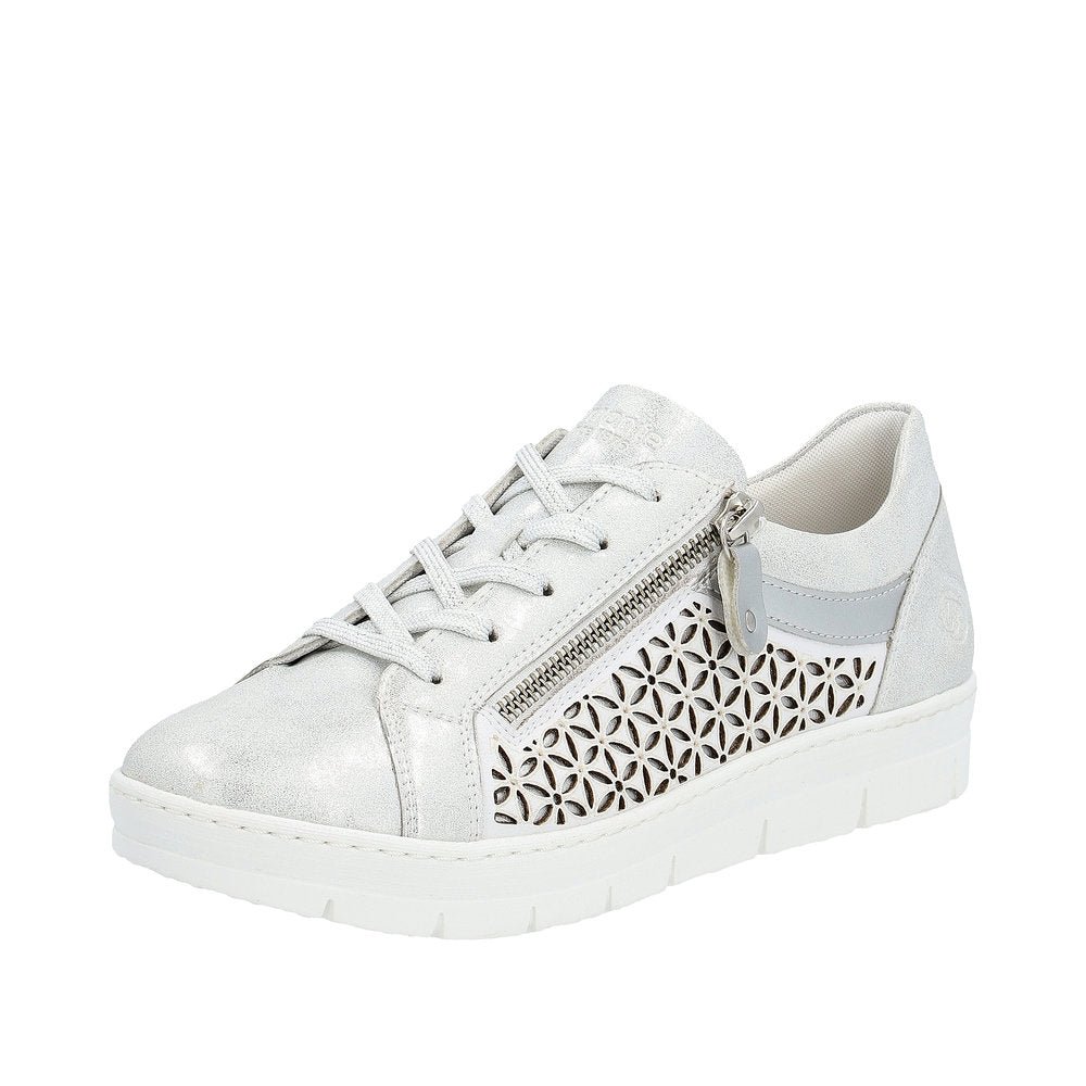 Remonte Women's Style D5830 Casual Lace-Up With Zip - Silver\/Platinum