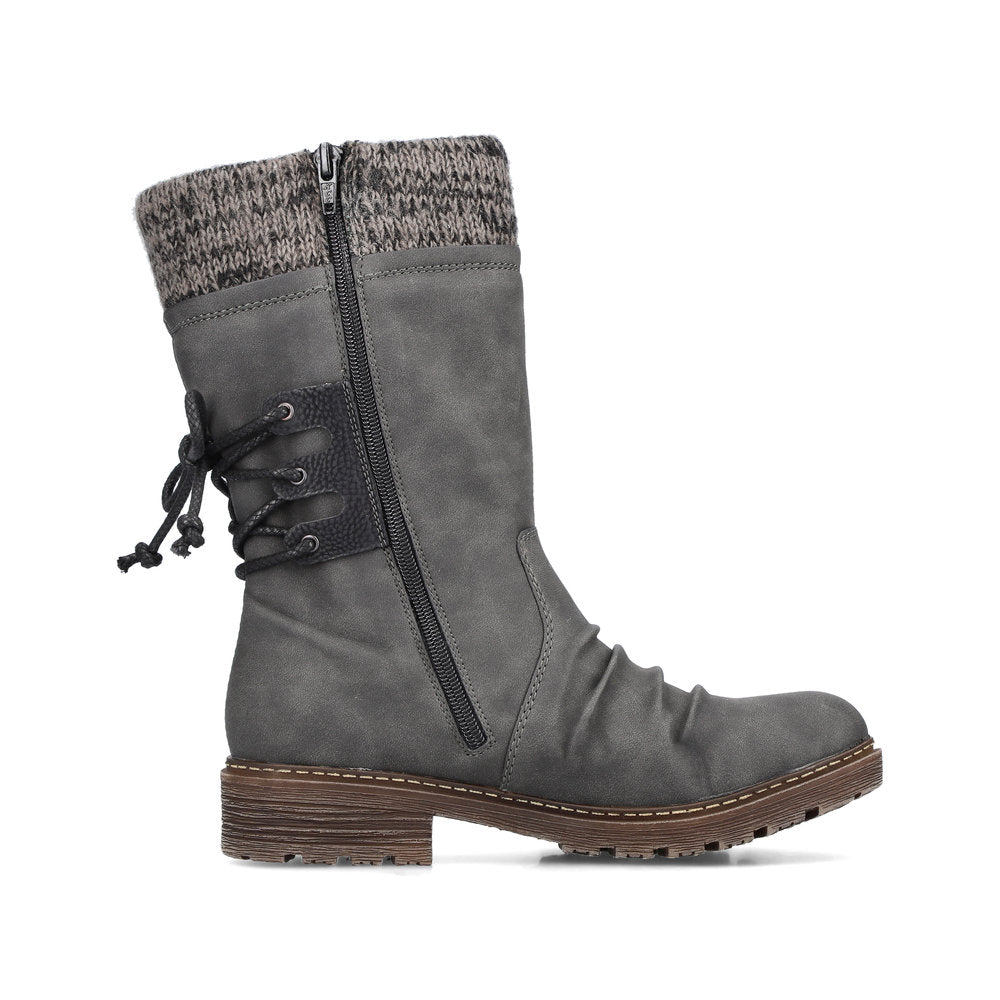 Rieker Synthetic Leather Women's Mid Height Z4756 Mid-Height Boots - Grey 7XU0S3HT