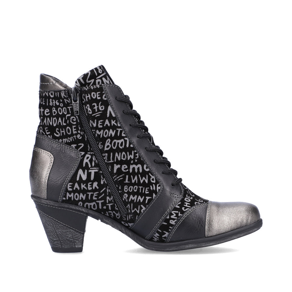 Remonte Suede Leather Women's Mid Height D8794 Ankle Boots - Black Combination r7PN4yOK