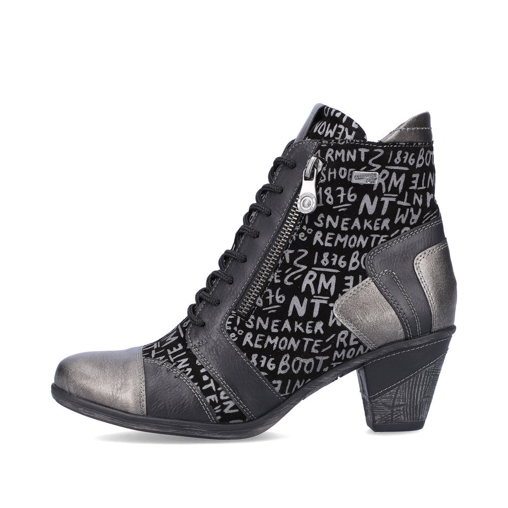 Remonte Suede Leather Women's Mid Height D8794 Ankle Boots - Black Combination r7PN4yOK