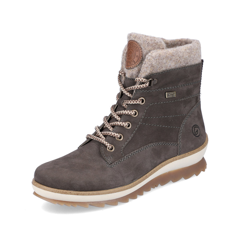 Remonte Suede Leather Women's Short R8477 Ankle Boots - Grey Combination