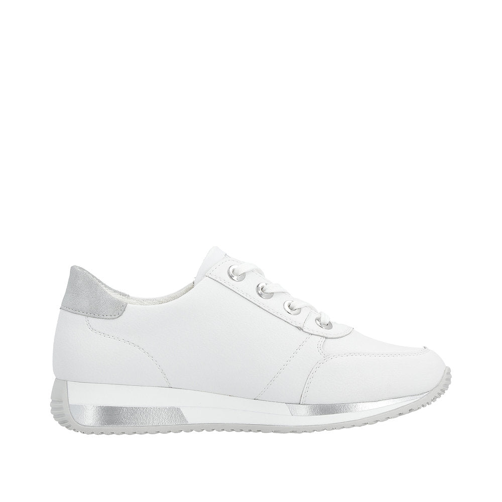 Remonte Women's Style D0H11 Athletic Lace-Up With Zip - White rZ2oPISl
