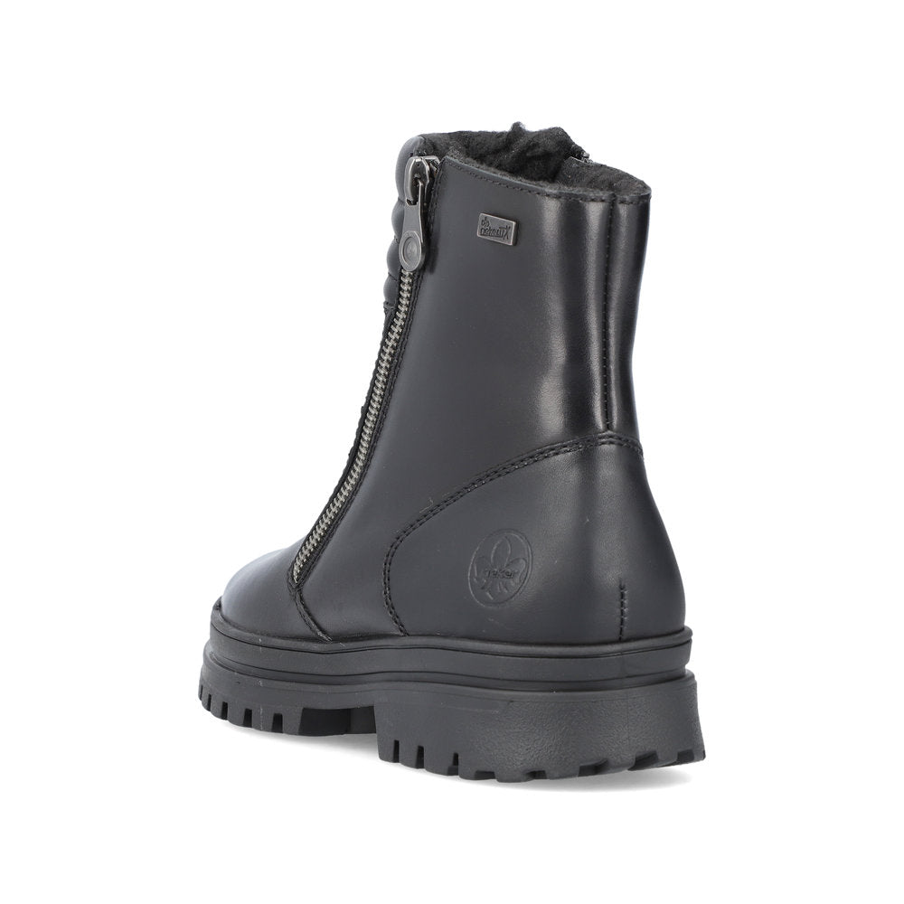Rieker Leather Women's Short Z5452 Ankle Boots. Flip Grip - Black mmrn2bnd