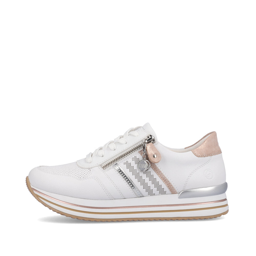 Remonte Women's Style D1318 Athletic Lace-Up With Zip - White Combination xO66OnJb