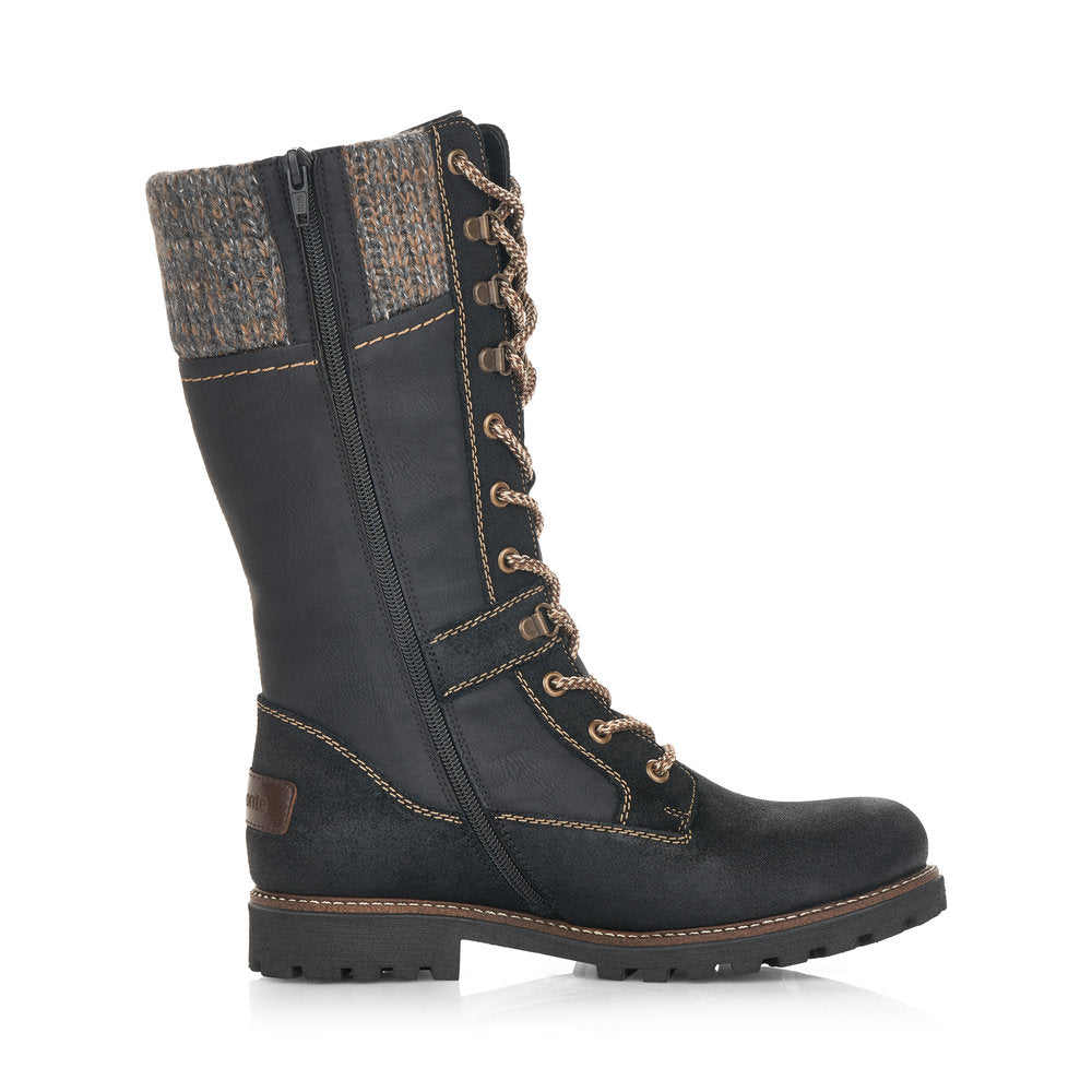 Remonte Synthetic Leather Women's' Tall D7477 Tall Boots - Black Combination GxLu1R1d