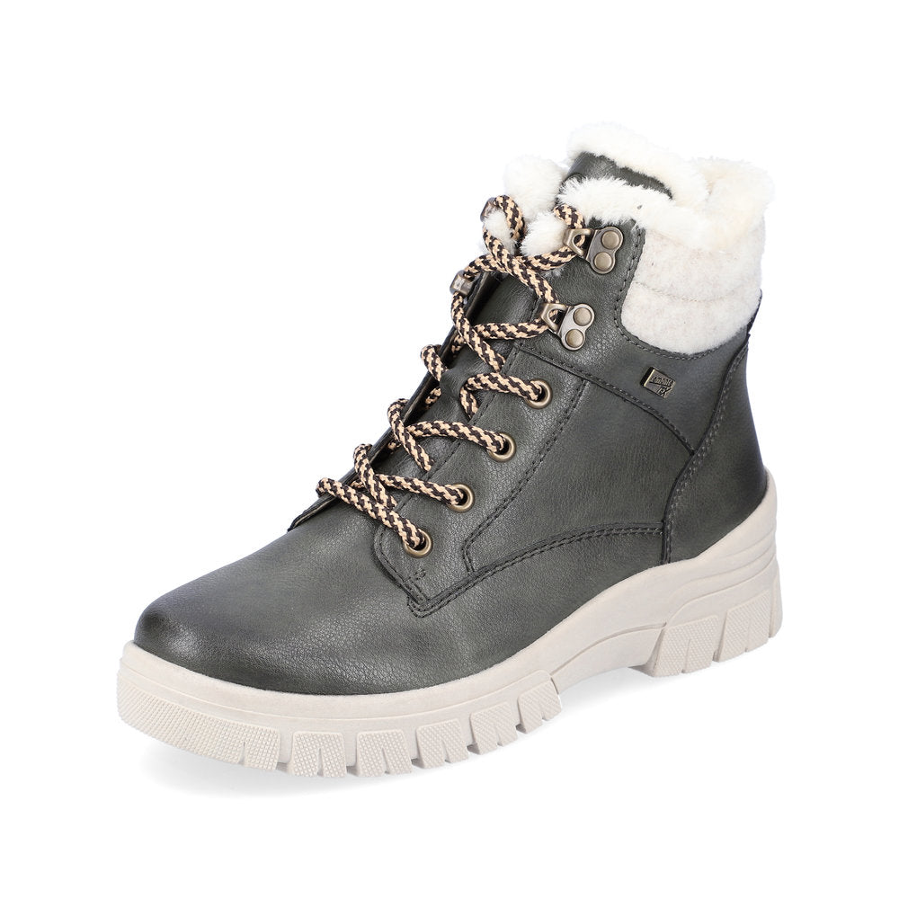 Remonte Leather Women's Short D0E71 Ankle Boots - Green Combination