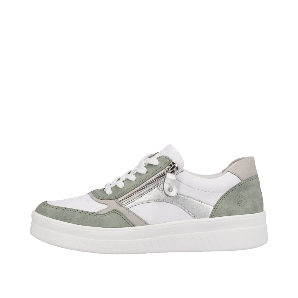 Remonte Women's Style D0J01 Athletic Lace-Up With Zip - Green uspV6jkP