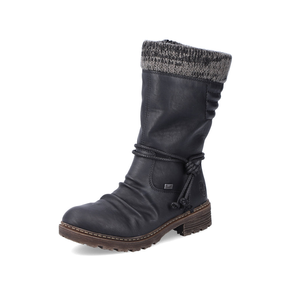 Rieker Synthetic Leather Women's Mid Height Z4755 Mid-Height Boots - Black
