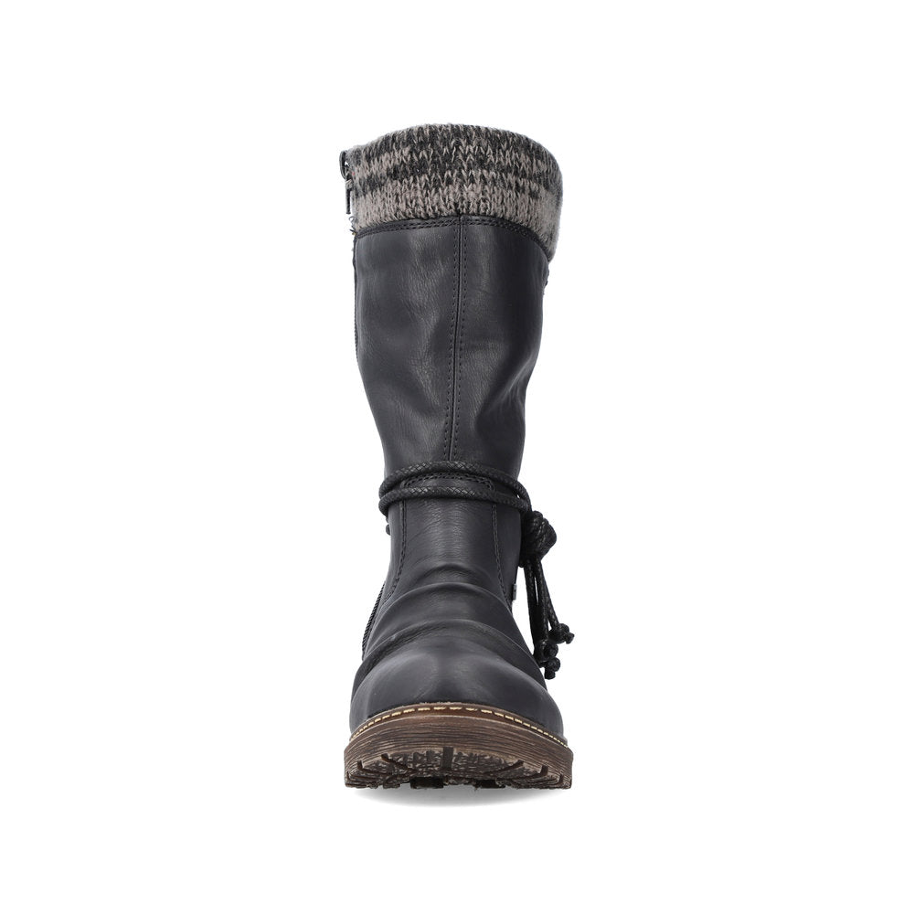 Rieker Synthetic Leather Women's Mid Height Z4755 Mid-Height Boots - Black VieL6FNo