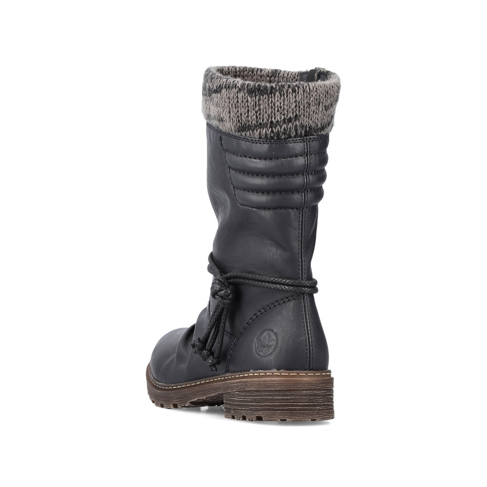 Rieker Synthetic Leather Women's Mid Height Z4755 Mid-Height Boots - Black VieL6FNo