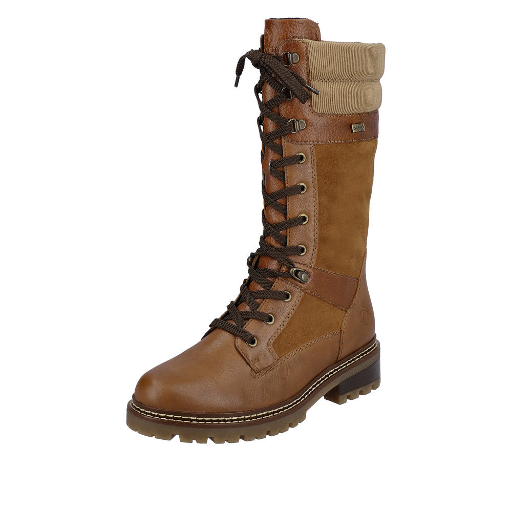 Remonte Leather Women's' Tall D0B76-24 Tall Bootsfiber Grip - Brown Combination