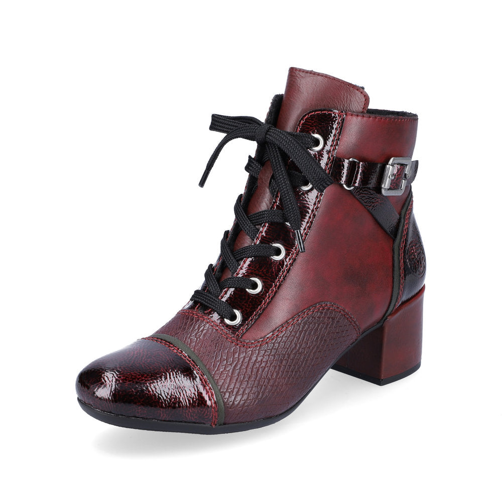 Rieker Synthetic Leather Women's Short 70201 Ankle Boots - Red