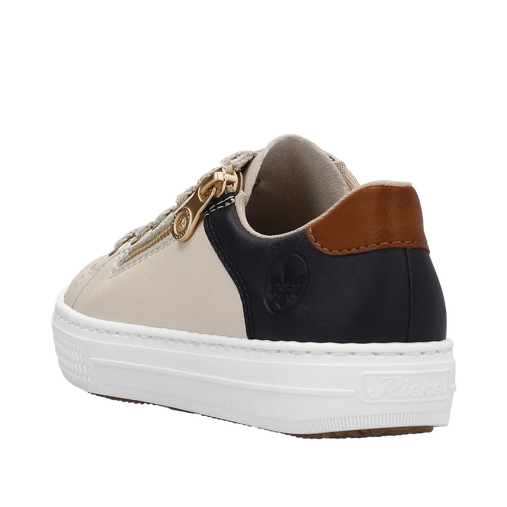Rieker Women's Style L59A1 Athletic Lace-Up With Zip - Beige Combination sQTdZDDx