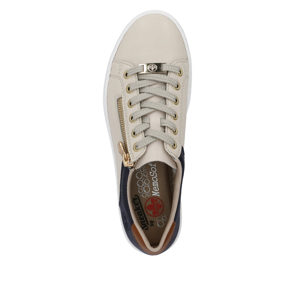 Rieker Women's Style L59A1 Athletic Lace-Up With Zip - Beige Combination sQTdZDDx