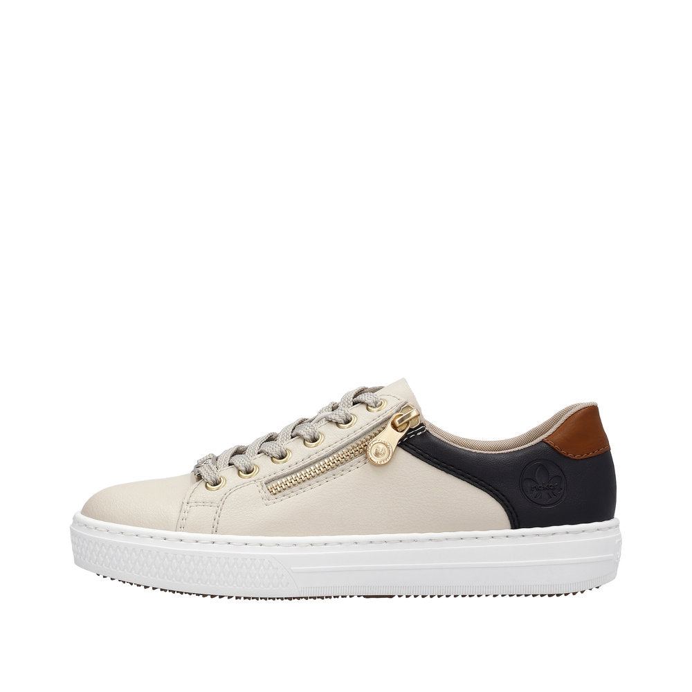 Rieker Women's Style L59A1 Athletic Lace-Up With Zip - Beige Combination sQTdZDDx