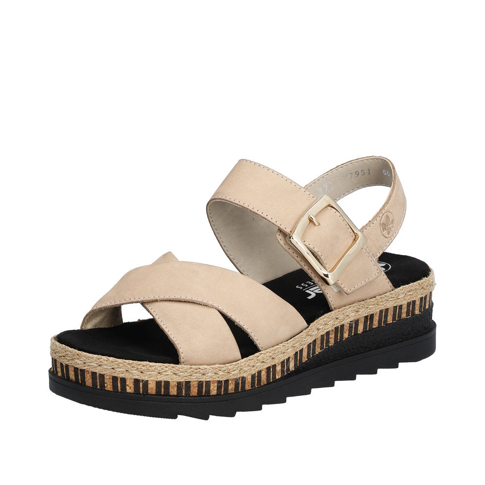 Rieker Women's Style V7951 Casual Sandal - Beige