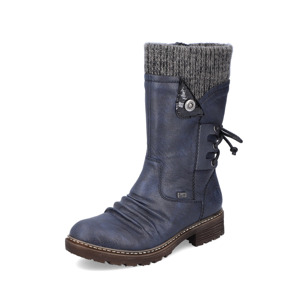 Rieker Synthetic Leather Women's Mid Height Z4750 Mid-Height Boots - Blue