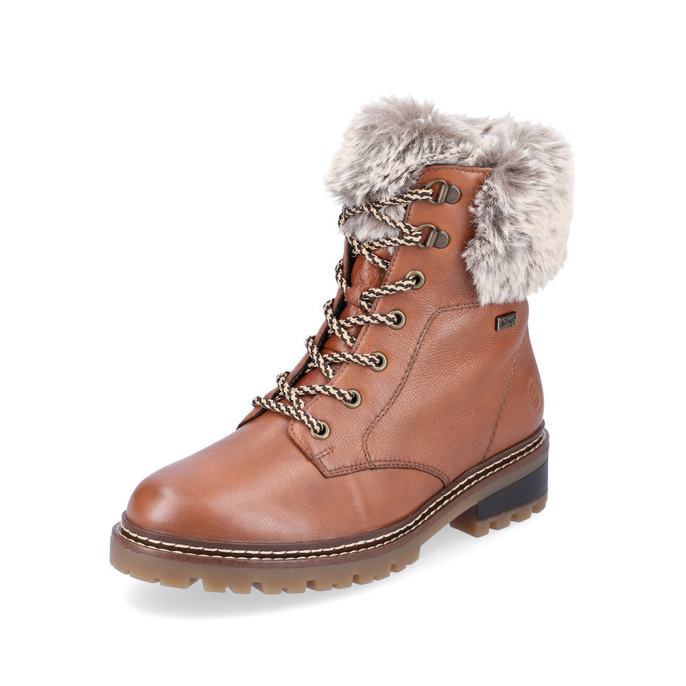 Remonte Leather Women's Short D0B74 Ankle Bootsfiber Grip - Brown Combination